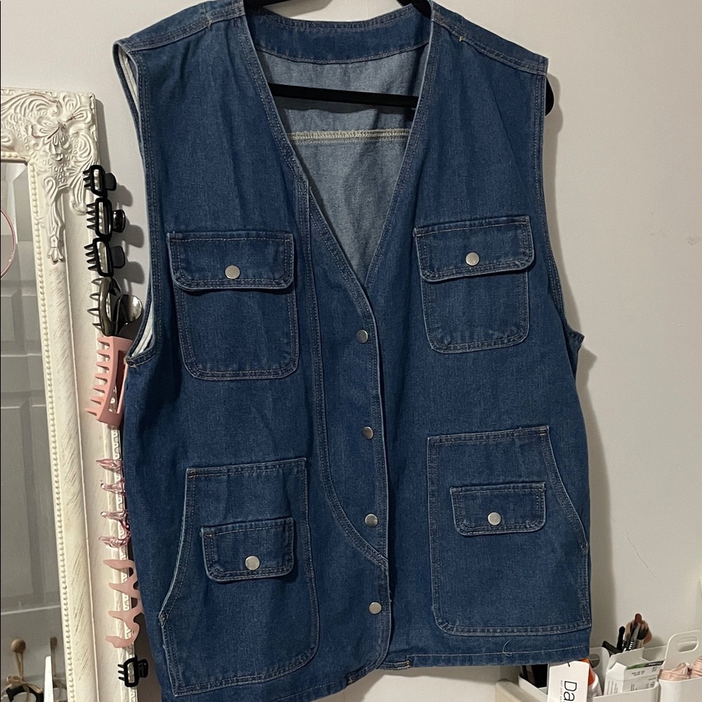 Dazy Denim Vest with Pockets